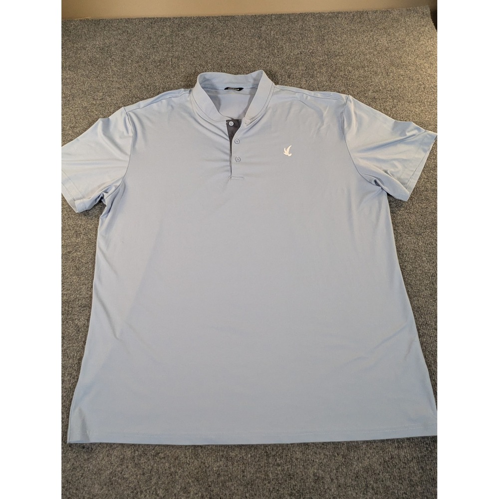 JMIERR Mens Short Sleeve Stretch Polo Shirt‎ Light Blue Mandarin Collar 2XL